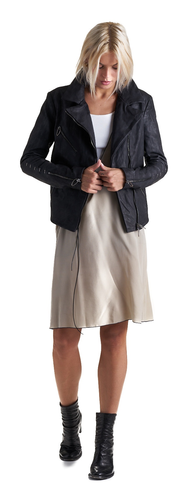 DANIELE BASTA LEATHER AND SILVER JACKET 
